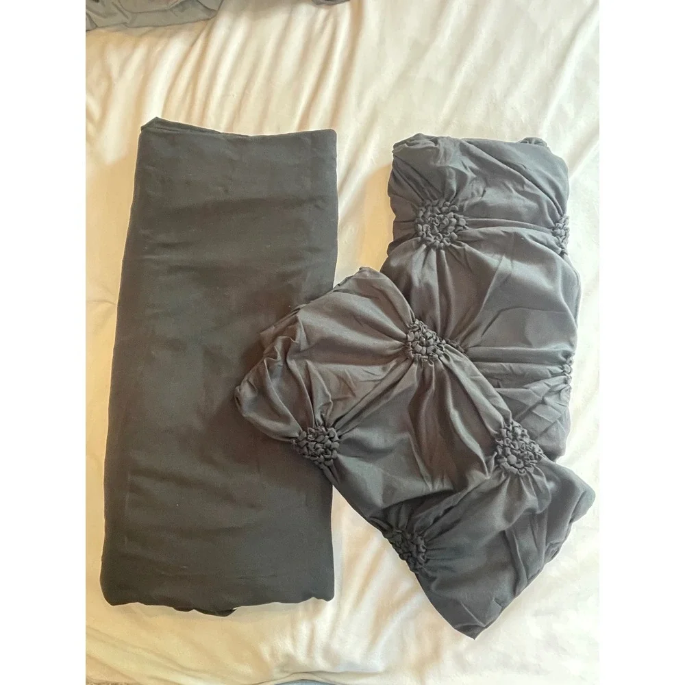 Bedsure King Cal King Black Pinch Pleat Duvet Cover Set 3pc Pintuck Zipper
